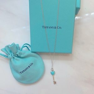 Tiffany & Co. blue heart and key pendant necklace